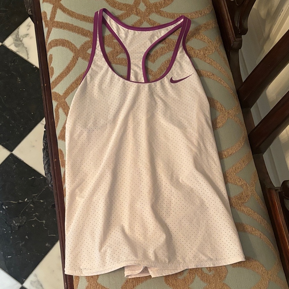 Nike White and Purple Tank Top size small